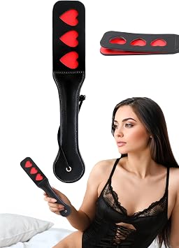 Faux Leather Paddle for Adults 12", Heart Shaped Short Paddle, Durable Double Layer Crop, Valentines Day Cosplay Costume Accessory
