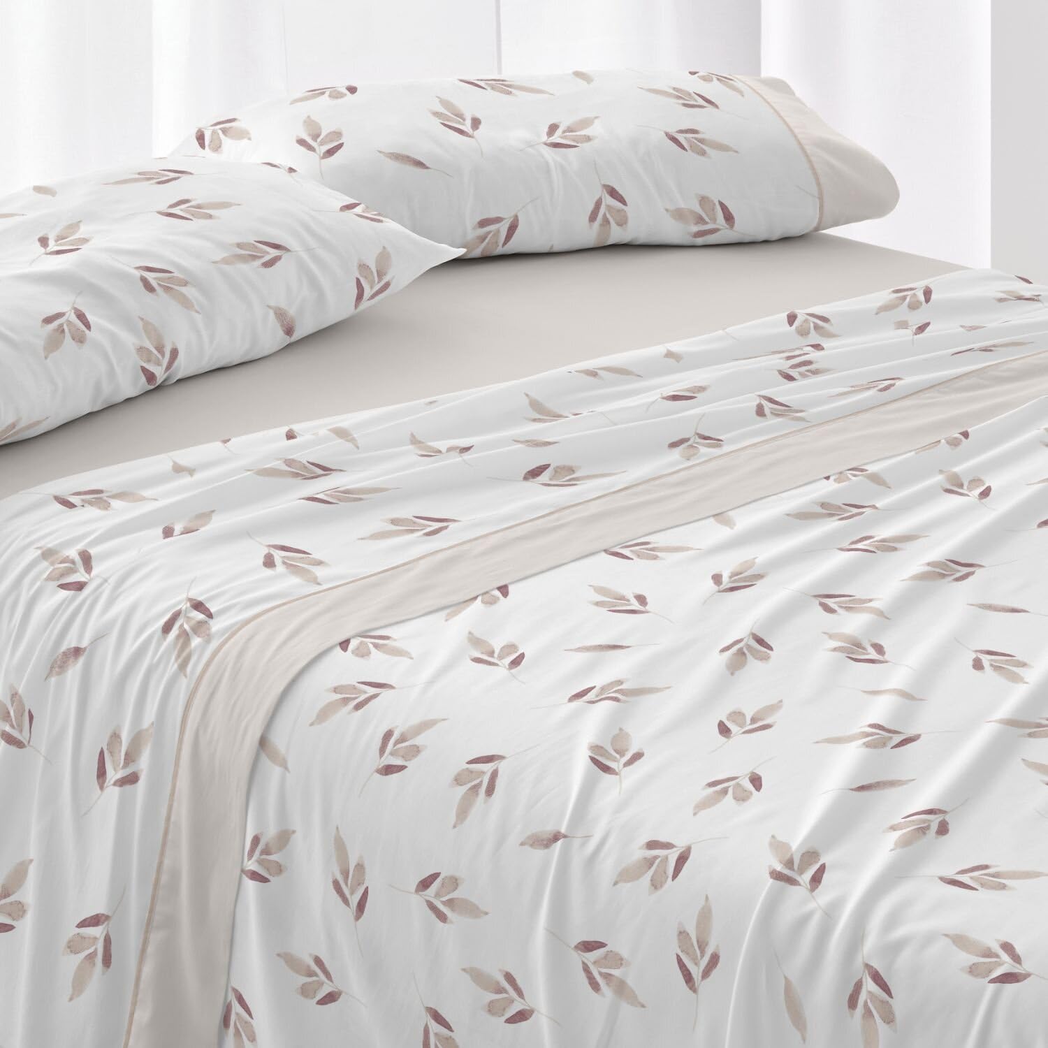 Burrito Blanco | Cotton Bedding Set | Bed 150 to 160 cm (+Available Measurements) | Design 632 | Beige (150-160x190/200 cm.)