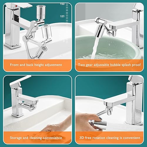 Miniatura 8 de Extensor de grifo giratorio de 1080, aireador de grifo de fregadero de cocina con 2 modos de salida de agua, grifo de filtro universal para cocina,
