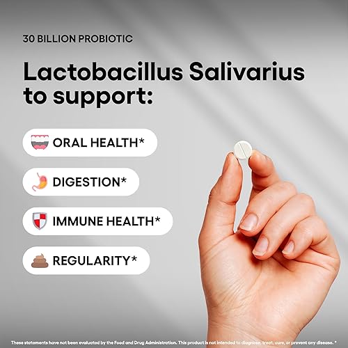 Miniatura 3 de Lactobacillus Salivarius Suplemento probiótico 30 mil millones de UFC, 240 tabletas probióticos para hombres y mujeres, apoya la salud digestiva y