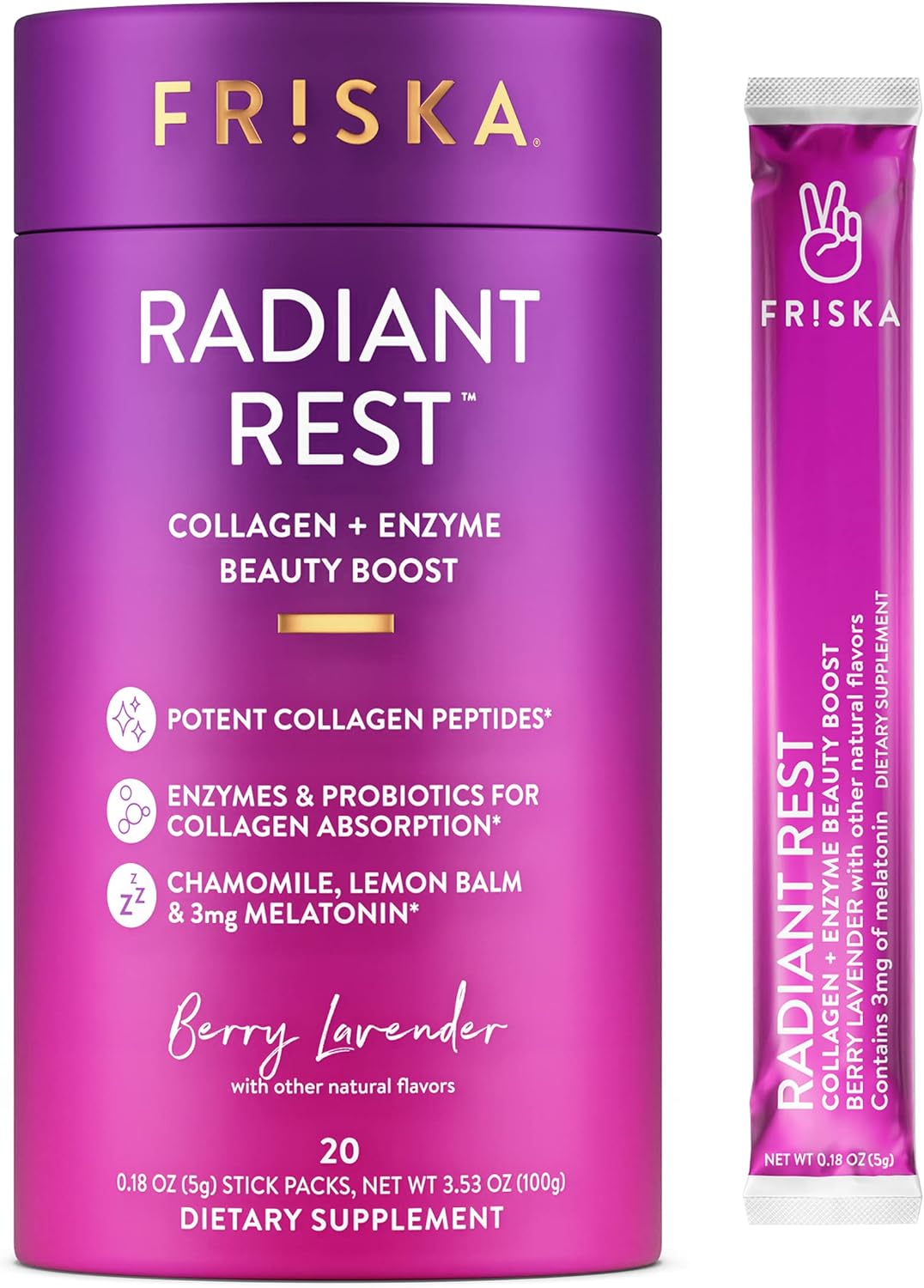 FRISKA Radiant Rest Collagen Peptides, Melatonin