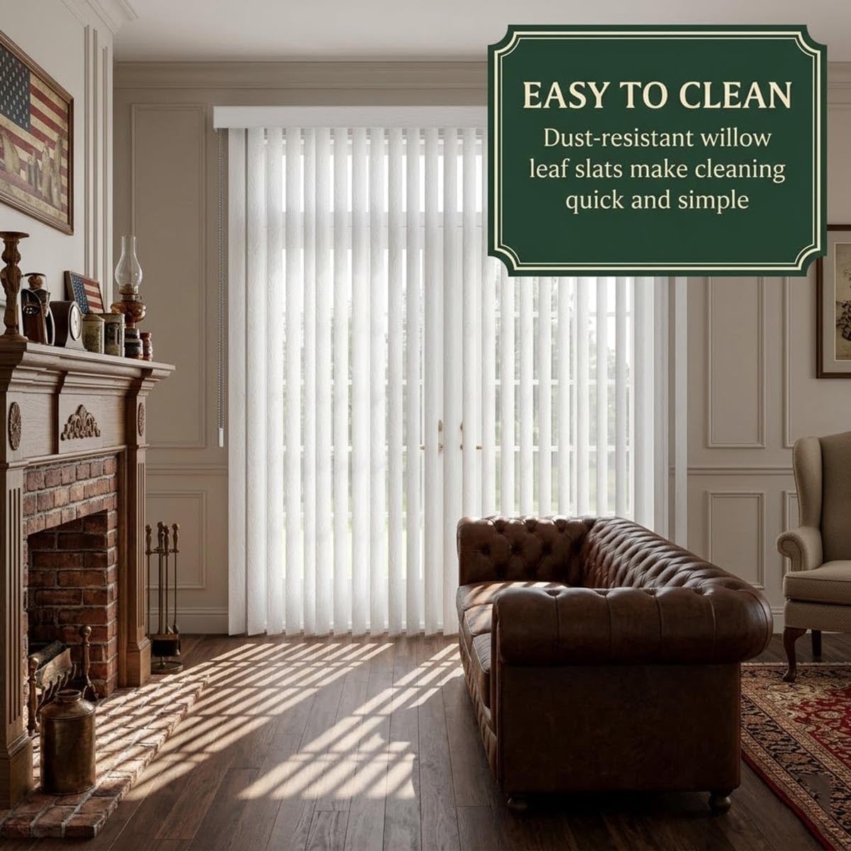Vertical Window Blinds for Sliding Door 63" 78" 98" 110" Blackout Panel Track Blinds for Window, Vertical Shades for Room Divider, White Window Blinds for Patio Glass Door, Fabric(W48x98in)