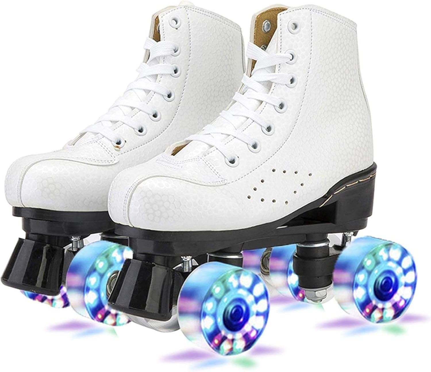 PLMOKN Womens Roller Skates Classic PU Leather Hightop DoubleRow Roller Skates for