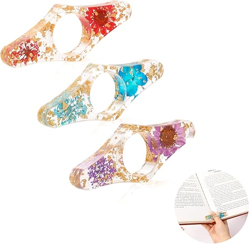 Soporte para páginas de libros 3 piezas de marcadores de flores secas de resina soporte para páginas para los amantes de los libros regalos para