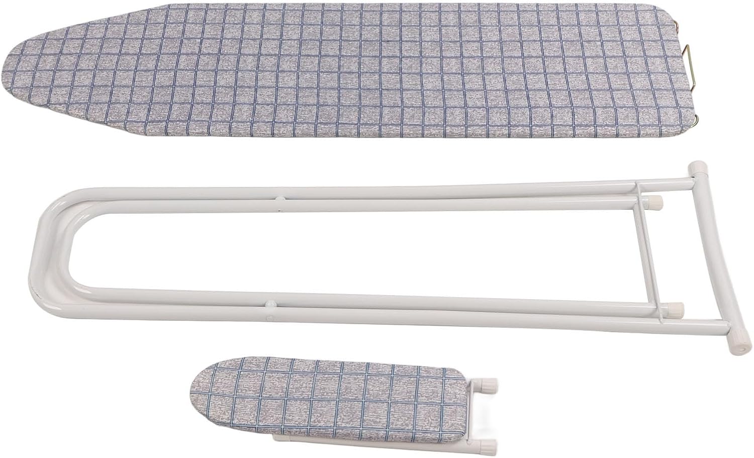 42 Inch Foldable Gray Grid Blue Tabletop Ironing Board with Iron Rest, Stable and Large, for Home Use