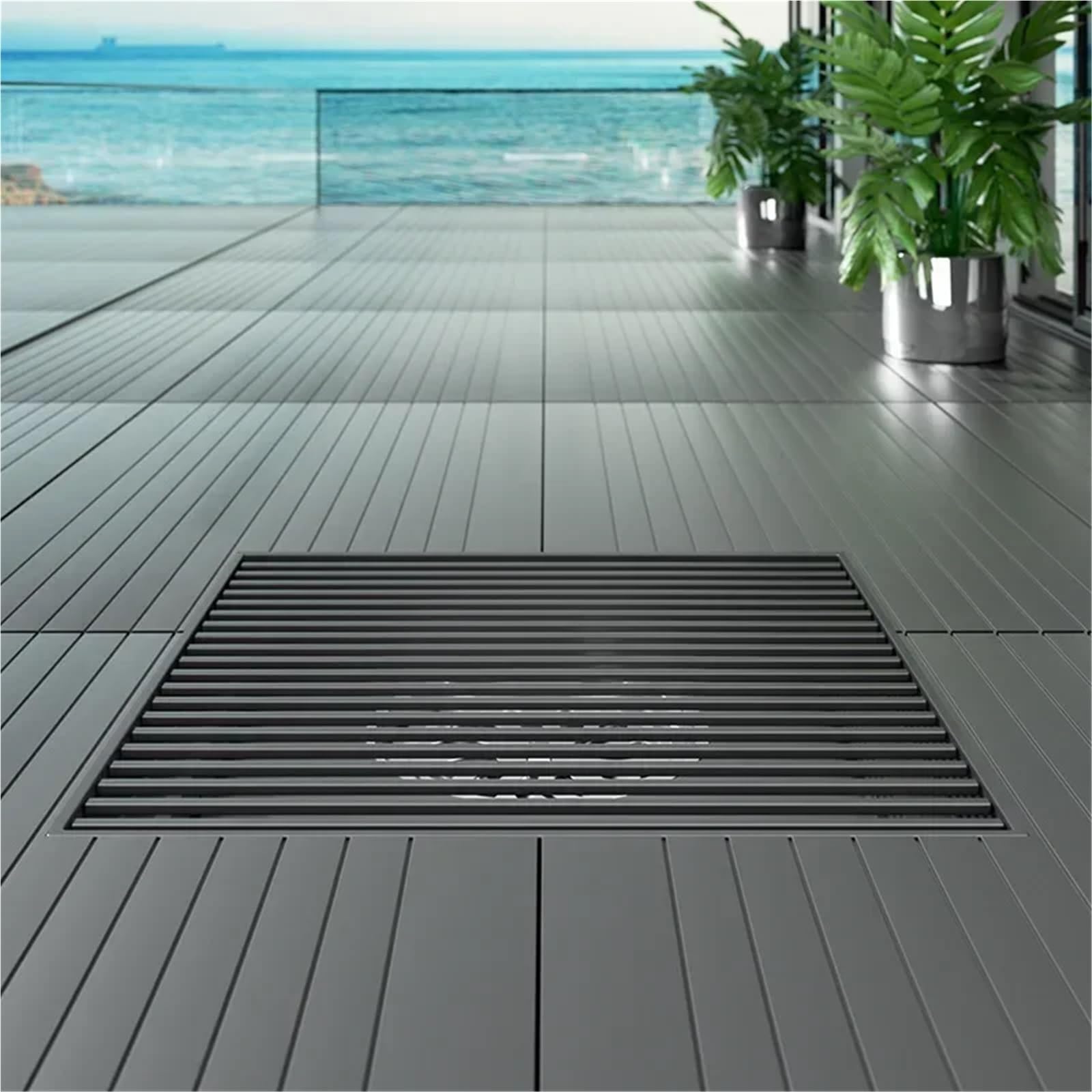 Rejilla Desague Ducha Desagüe de Suelo Acero Inoxidable Cuadrado Lineal for baño, desagües for Patio Exterior, desagüe Gran diámetro(A20X20)