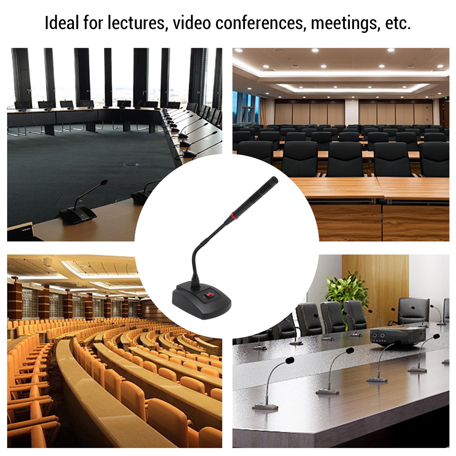 Fabater Mikrofon Pojemnościowy z gęsią szyją, Mikrofon Podium z podstawą, Wskaźnik LED, Interfejs XLR do Laptopa do Konferencji, wydarzeń na żywo, spotkań, Transmisji Strumieniowej