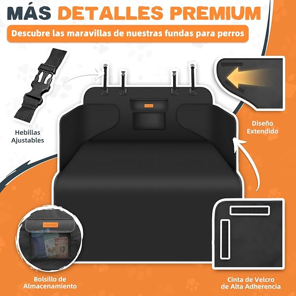 Funda Maletero Coche Perros Universal, Protector Antideslizante y Impermeable, con Protección Lateral, Cubierta Coche Antiarañazos Lavable para SUV Camión Sedán, Negro(Ligero) - 2