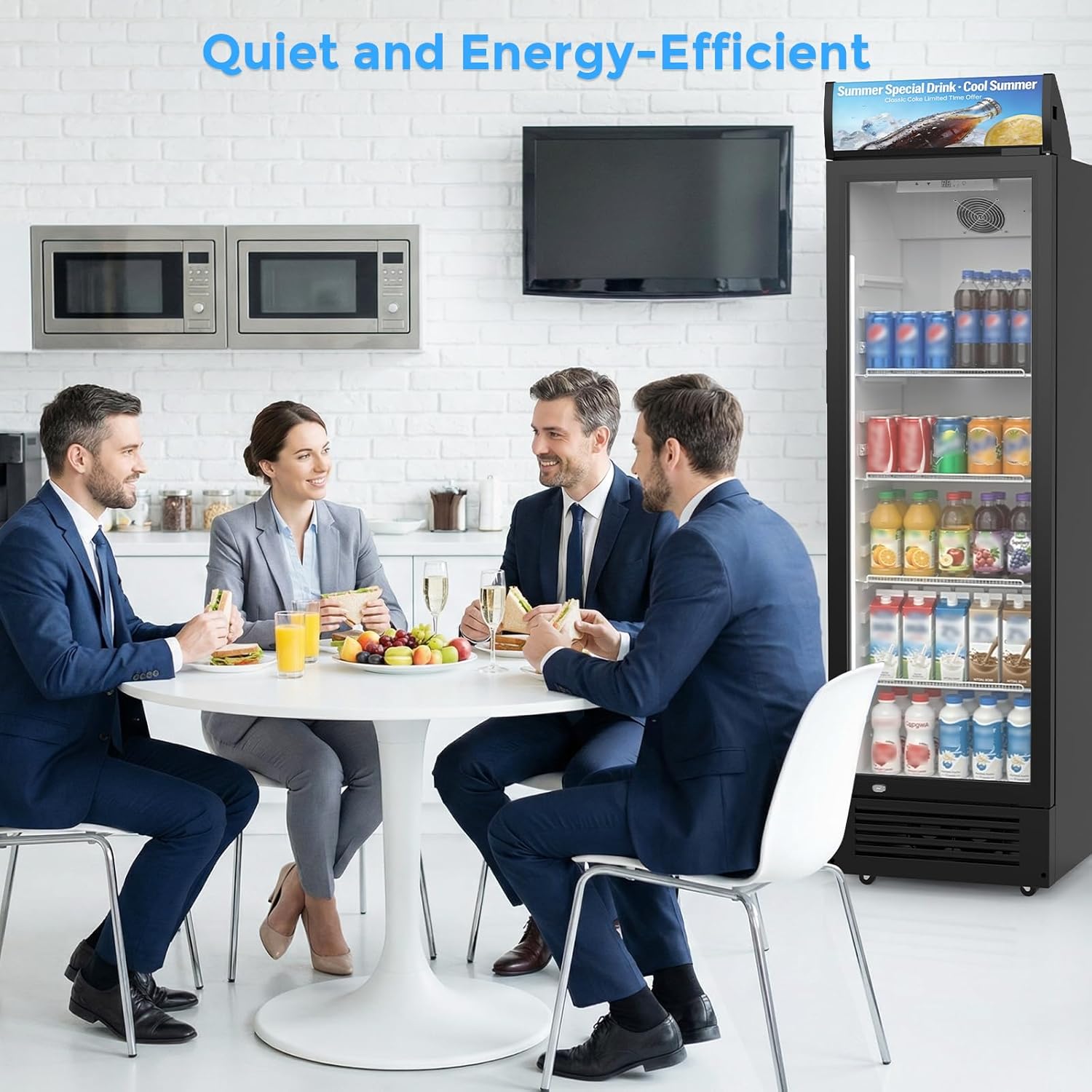 9 Cu.Ft Commercial Refrigerators, Beverage Refrigerators with Double-Tempered Glass Door, Display Fridge for Bar, Office, Restaurant, Outdoor Display Cooler with Soft LED Light and Adjustable Shelves