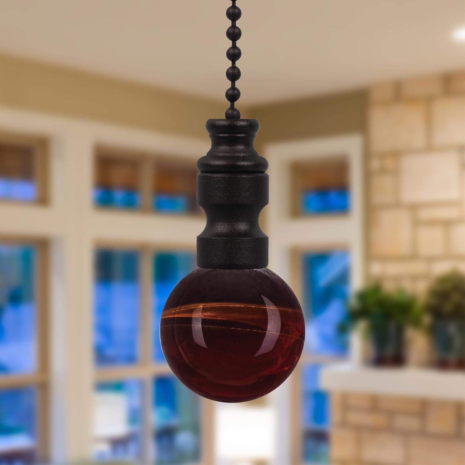 Westinghouse Lighting 1000600 Oil Rubbed Bronze Finish, Amber Alabaster Glass Sphere Finial/Pull Chain, Black - - 