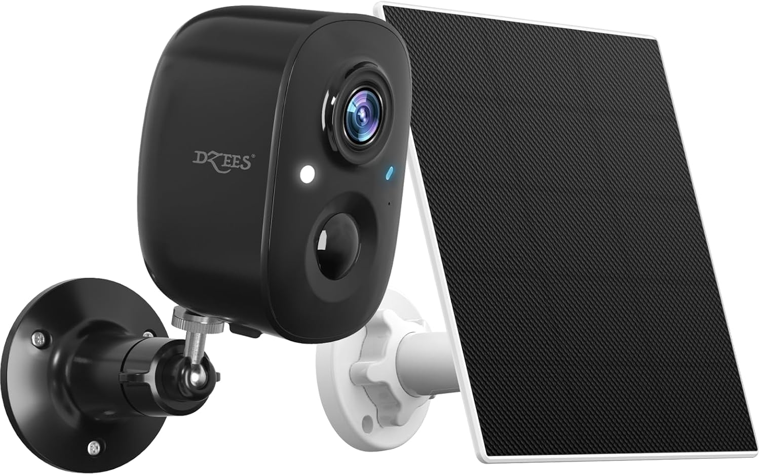 Dzees 5W Larger Panel 2K Security Cameras Wireless Outdoor -WiFi Home Surveillance Camera with USB-C, Motion Sensor, Floodlight, Color Night Vision, 2-Way Audio, IP66 Waterproof, Cloud/SD Storage