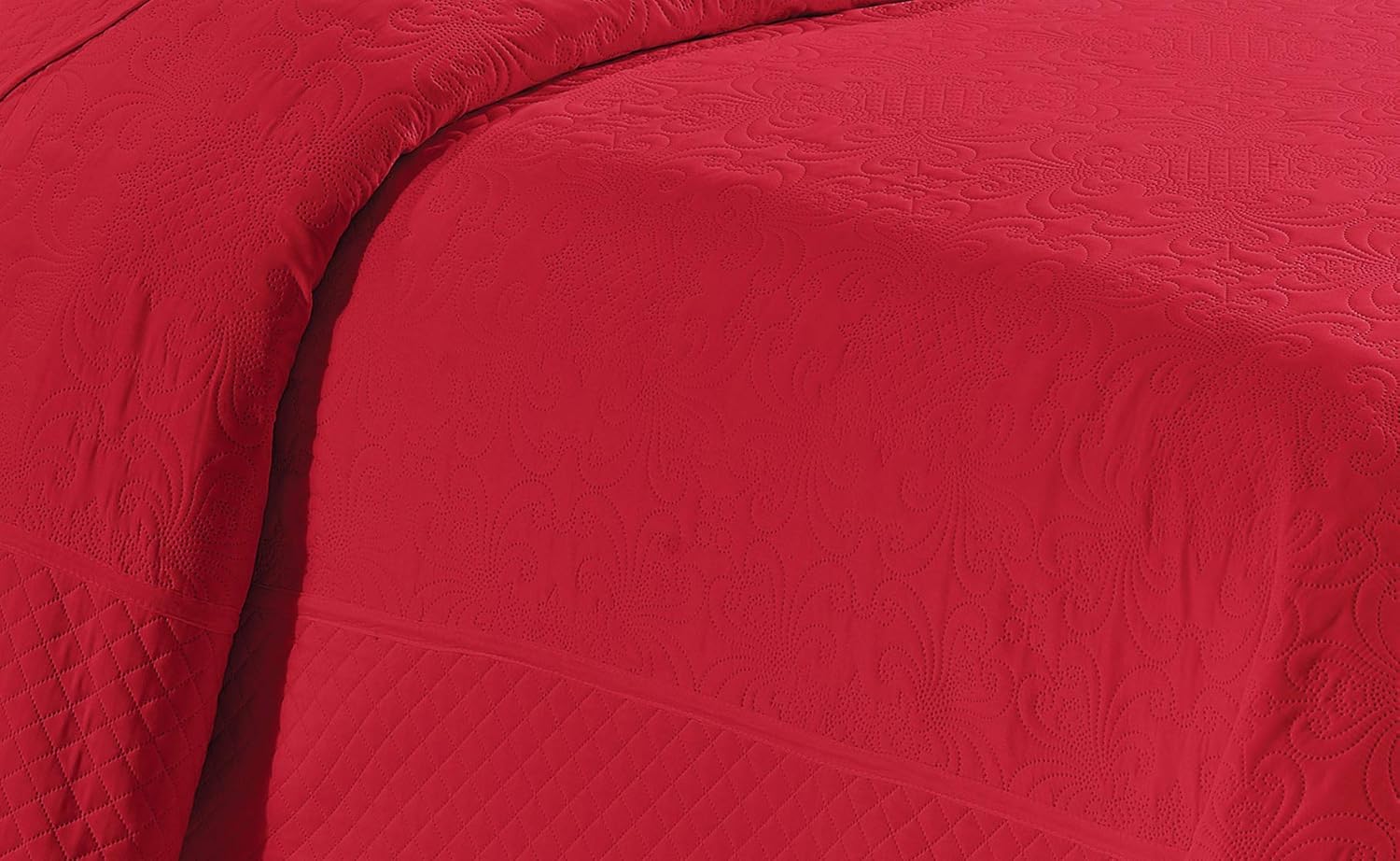 Home Collection 3 Piece Over Size Embossed Solid Color Coverlet Bedspread New # Veronica (Red, Full/Queen)