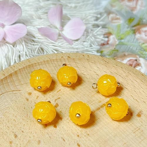 MIROTENGONE Botones de flores para coser botones de flores 1330" (11 mm) Botones de imitación de jade 10 piezas (rosa claro)