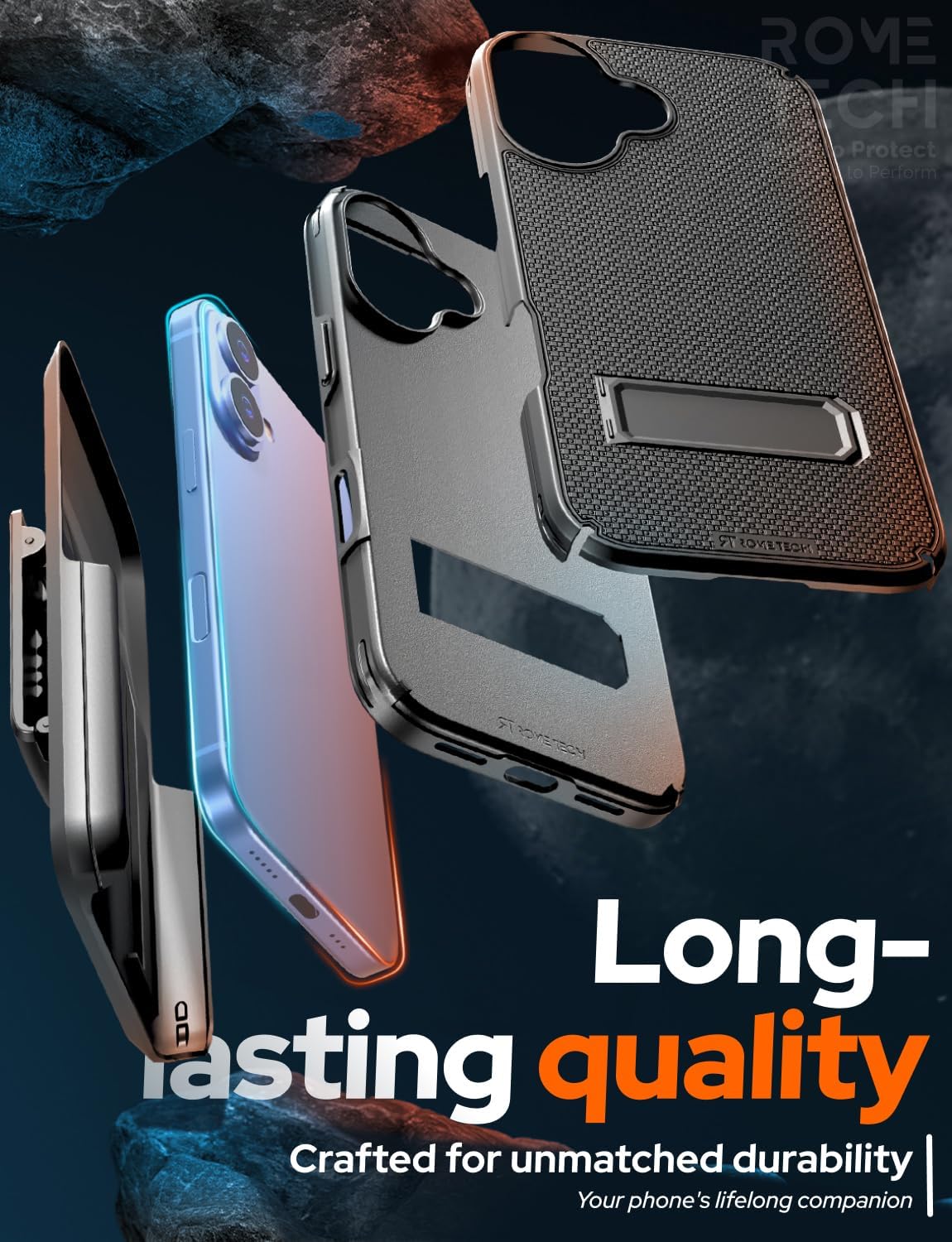 Designed for Apple iPhone 16 Case with Belt Clip Holster - Compatible with MagSafe Magnetic Heavy Duty Phone Cover with Kickstand - Black