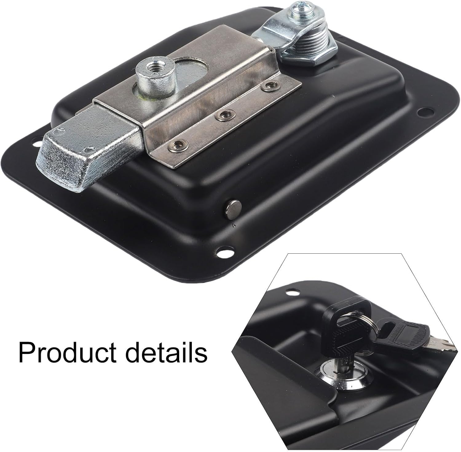 Large Paddle Handle Lock Latch, 140 mm x 108 mm, Black Powder Coated, for Caravan, Ute, Truck, and RV Toolbox — Stainless Steel Weather-Resistant