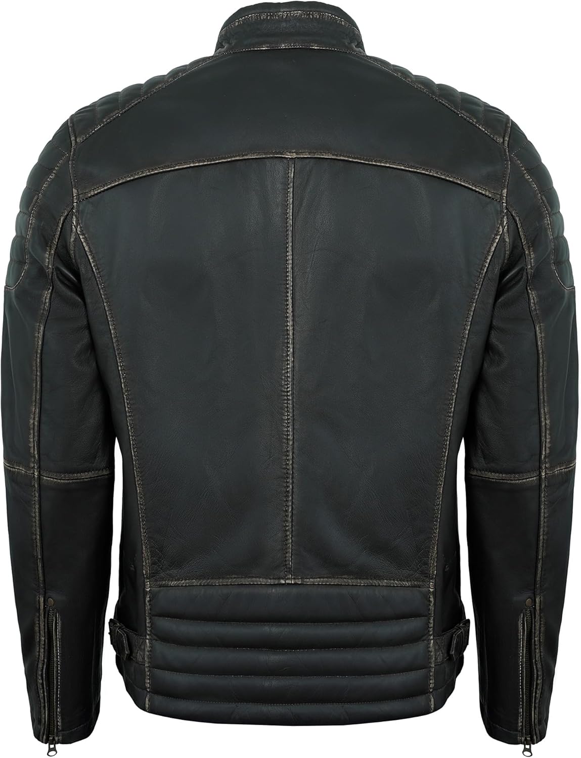 Mens Leather Jacket - Real Lambskin Quilted Motorcycle Style Leather Jackets For Men - Image 4