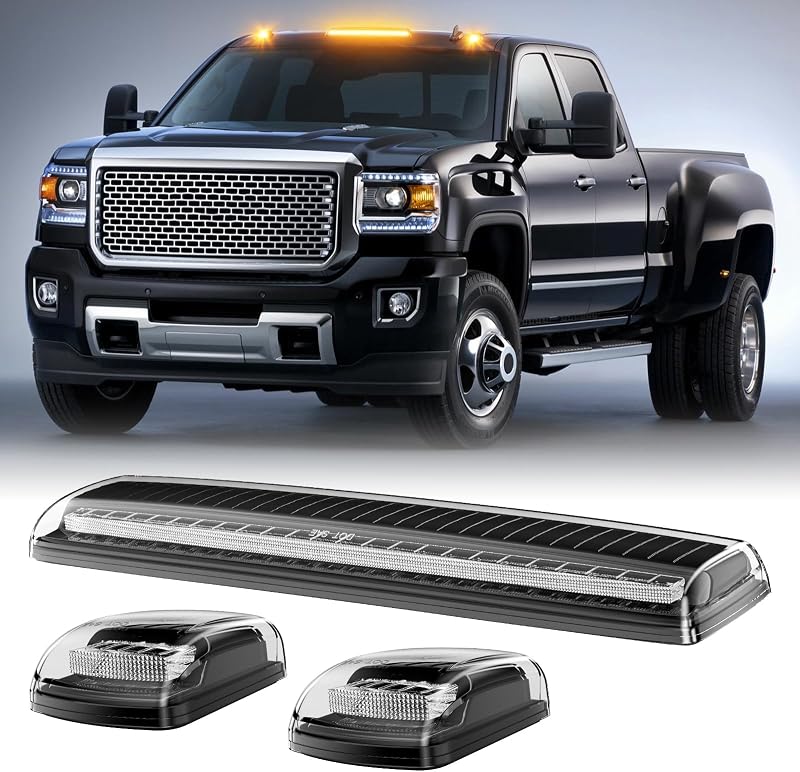 Luzes LED de teto da cabine HTZCMOTO para Chevrolet Silverado e GMC Sierra 2500HD/3500HD 2015–2019 – 3 unidades