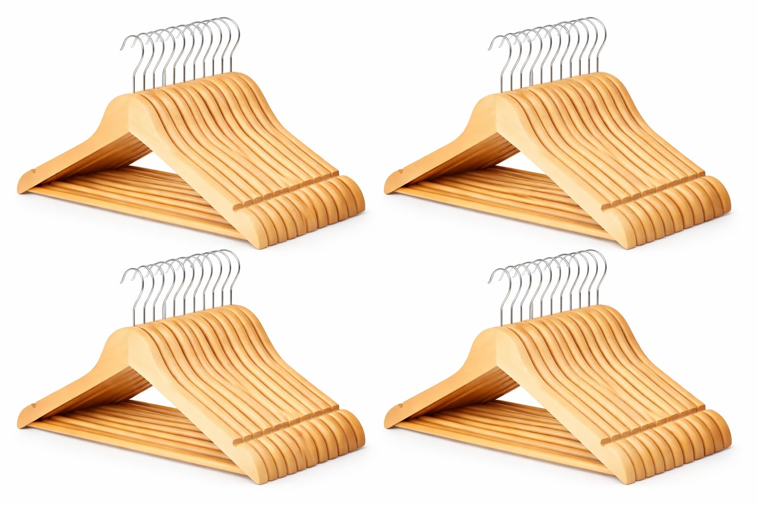 1Above Strong Brown Wooden | Made By Natural Wood and Non-Slip Trouser bar | Coat Hangers | Strong Shoulder Notches (Pack Of 40)