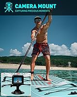 Vista 5 de Tabla de remo inflable, tabla de remo extra ancha con asiento de kayak, tablas de remo inflables de 11 pies para adultos con soporte de cámara