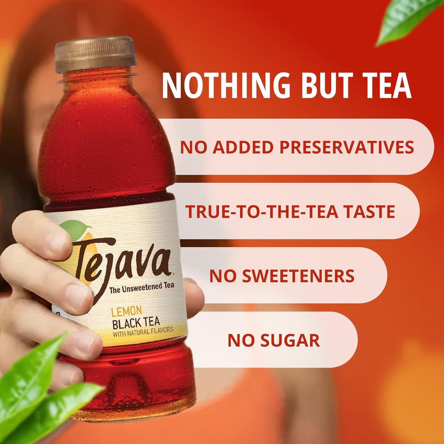 Tejava Lemon Black Iced Tea, 12 Pack, 16.9oz PET Bottles, Unsweetened, Non-GMO, Kosher, No Sugar or Sweeteners, No calories, No Preservatives, Brewed in Small Batches