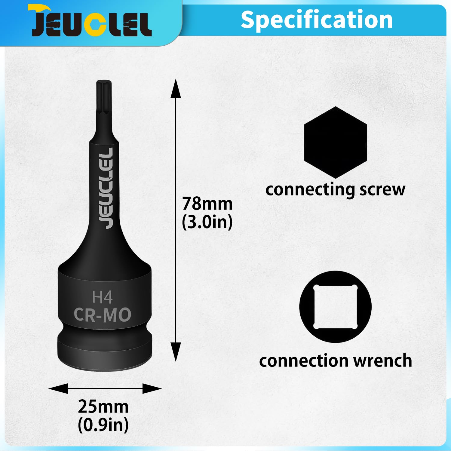 JEUCLEL 4mm Hex Impact Bit Socket, H4 1/2-Inch Impact Drive Allen Socket - Image 2
