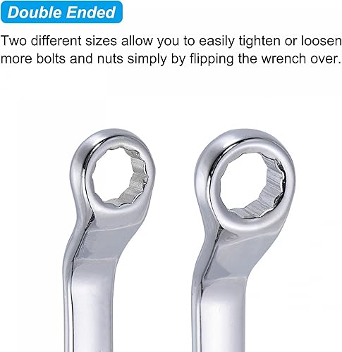 Miniatura 4 de uxcell Juego de llaves de extremo de caja de desplazamiento de 45 grados, acero métrico CR-V de 0.217-0.551 in con bolsa rodante, 4 piezas