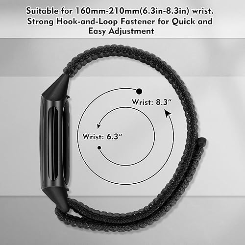 Miniatura 4 de Relting Compatible con Fitbit Charge 6Fitbit Charge 5 bandas para mujeres y hombres, correa deportiva de nailon suave y transpirable con velcro para