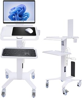 Rolling Medical Laptop Cart with Monitor Mount (with Holder)