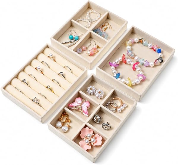 Velvet Jewelry Organizer for Drawer, Jewelry Drawer Organizer Inserts
