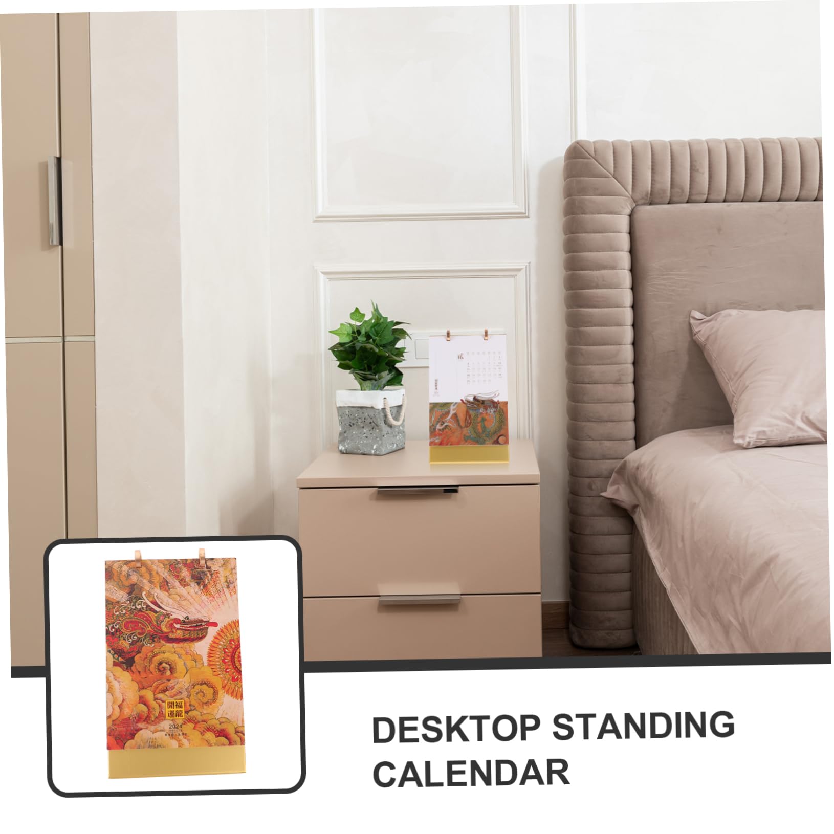 SHINEOFI 2stücke Desk Calendar Chinesisches Design Kreativer Tischkalender Für Home Office Und Schule Dekorativer Stehkalender Mit Goldprägung Einfach Zu Für Planung Und Organisation