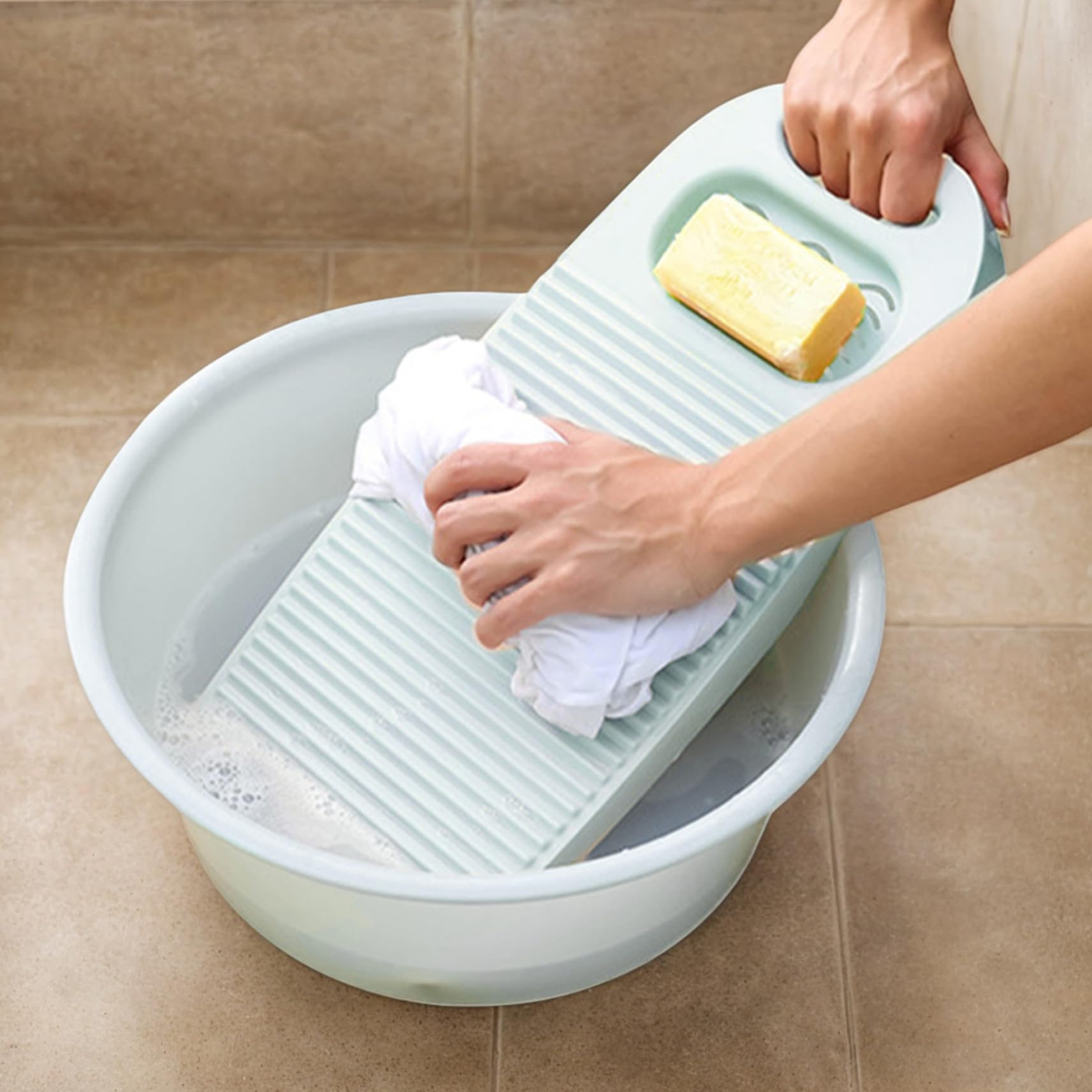Tabla de lavar Tabla de lavar gruesa antideslizante para lavar ropa a mano Tabla de lavar de plástico liviano con soporte Tabla de lavar portátil para el hogar y el dormitorio Tabla de lavar para lava
