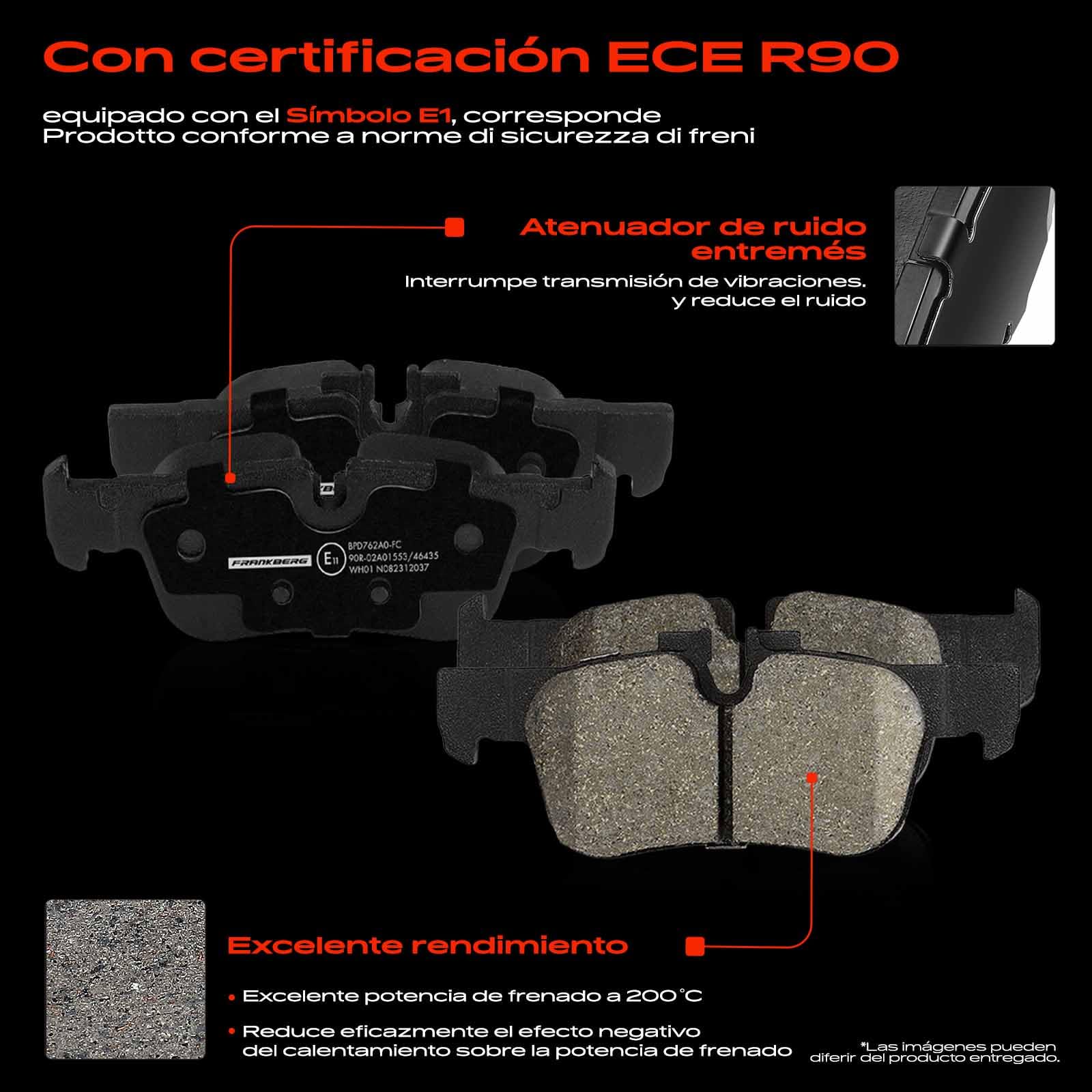 Frankberg 2 discos de freno + 4 pastillas de freno | Compatible con: X1 F48, 2 Gran Tourer F46, Serie 1 F40, M.i.n.i F56, 2 Active Tourer F45, M.i.n.i Clubman F54