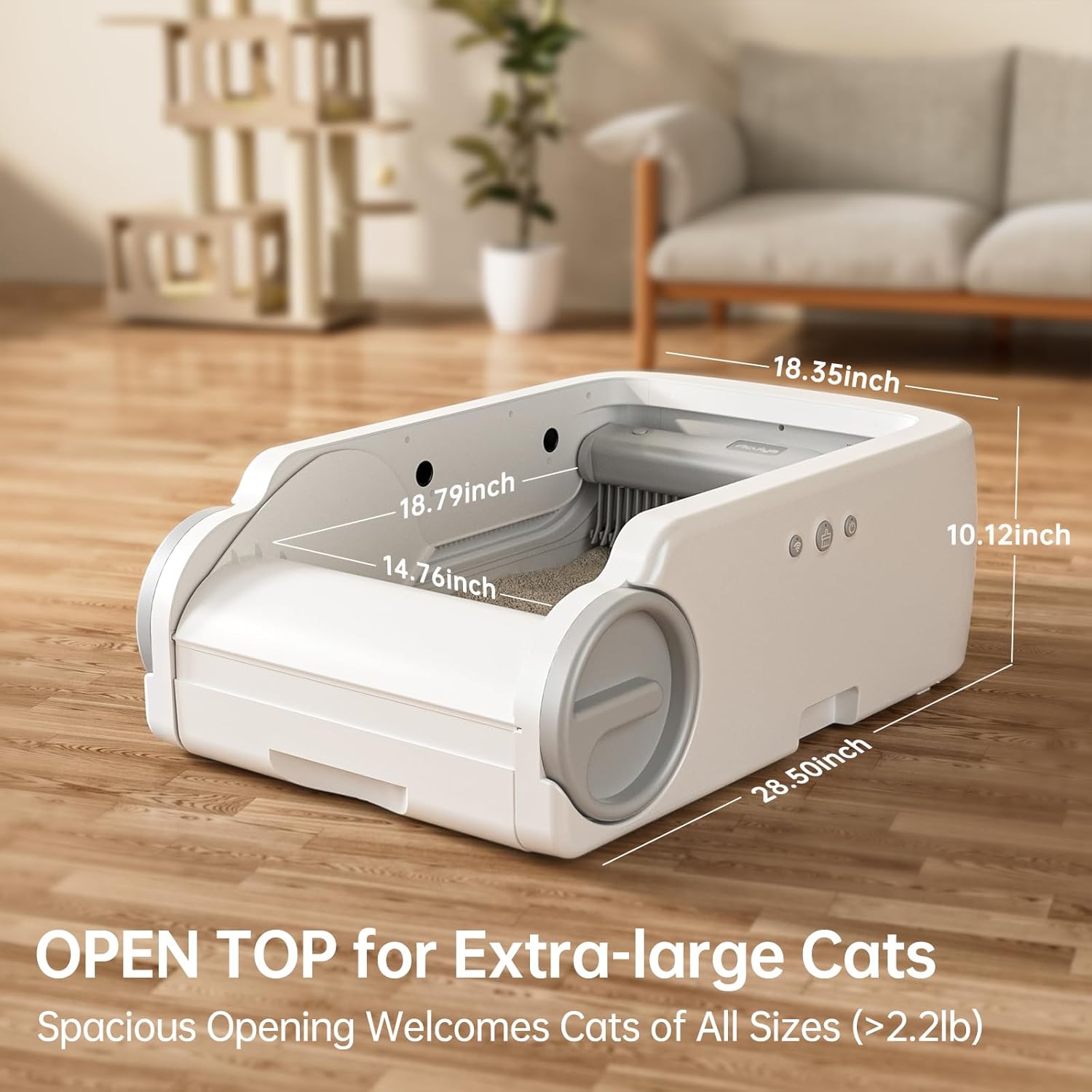 Open-Top Automatic Litter Box Self Cleaning Cat Litter Box Litter Robot for Multiple Cats with Safety Sensors