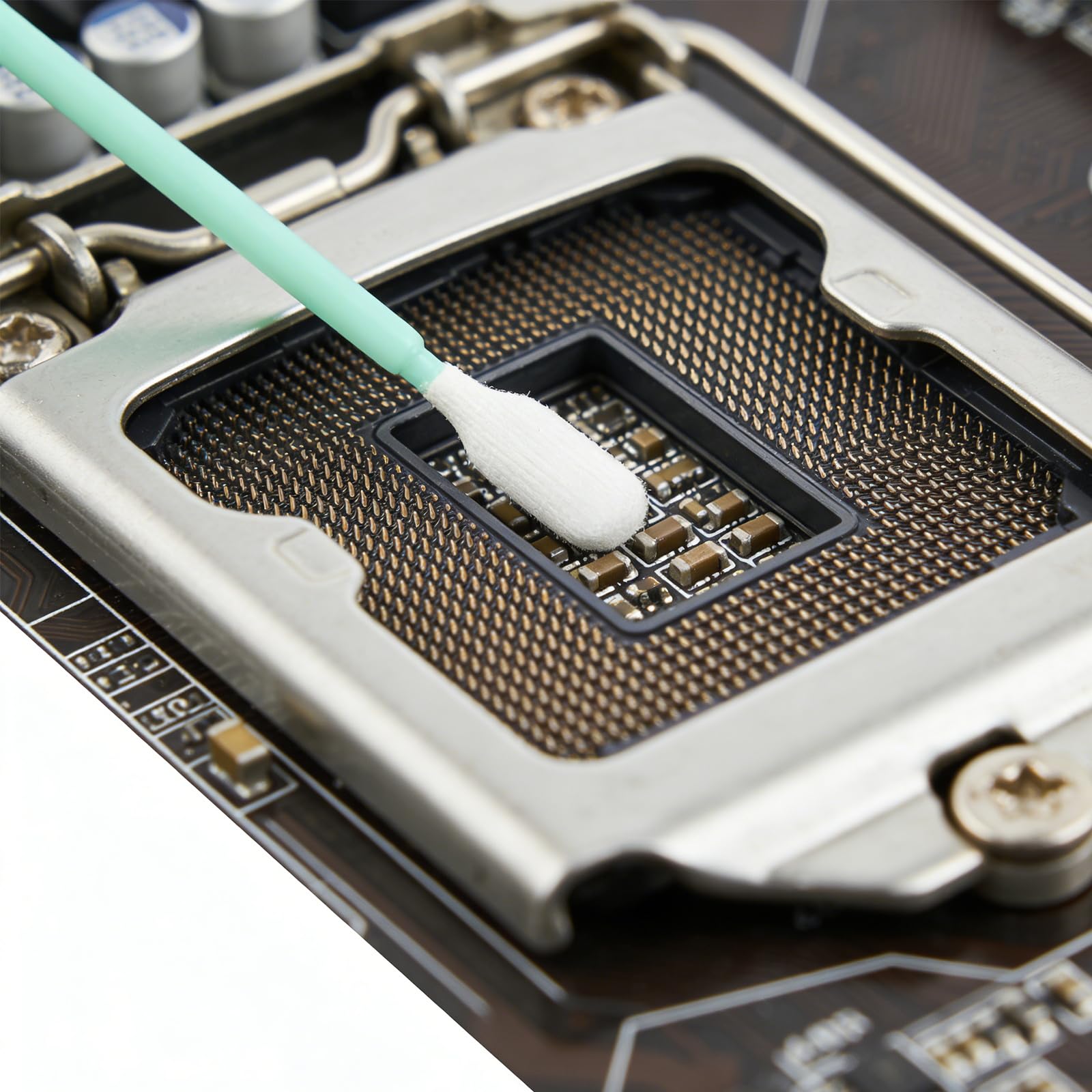 100 Stück Reinigungsstäbchen mit fünf Größen, Multifunktional Wattestäbchen Lang für Tastatur Computer-Motherboards Handy-Bildschirme Kamera-Reinigung (Grün)