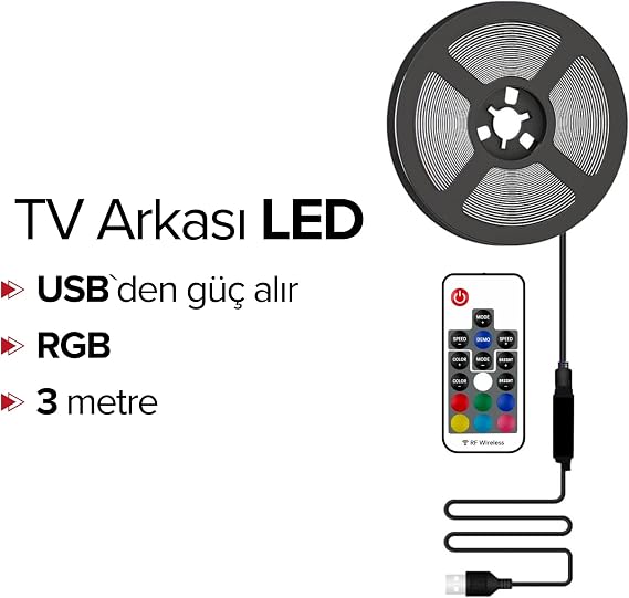 RGB Strip Led Set with Animated Back TV Control 3 Meters - Cata - 5v Usb input [Energy Class A++]