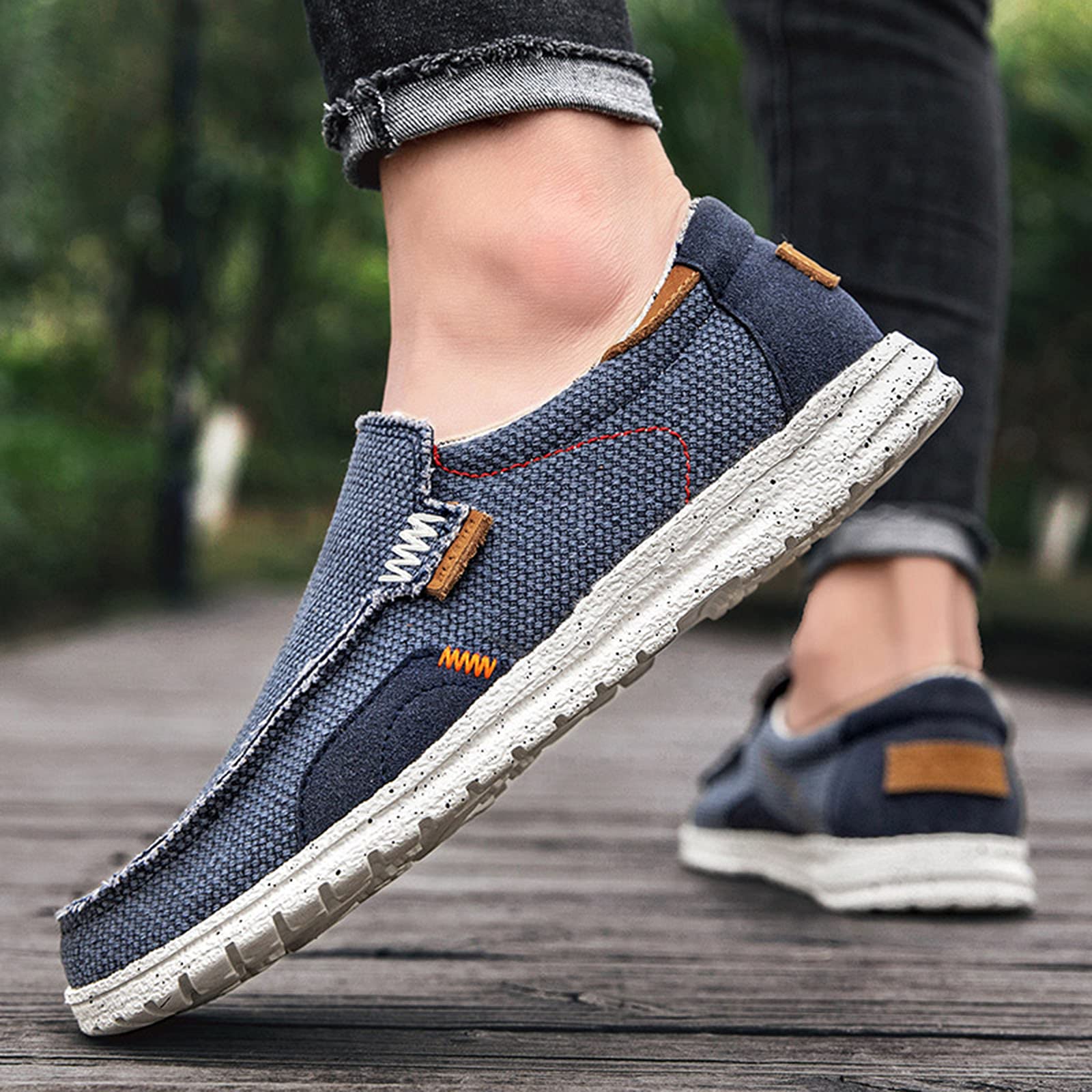 Mocassini Uomo Comfort Leggero Scarpe di Tela per Leggere Casual Scarpe da Ginnastica Piatte Antiscivolo Resistenti all'Usura per Tutti i Giorni