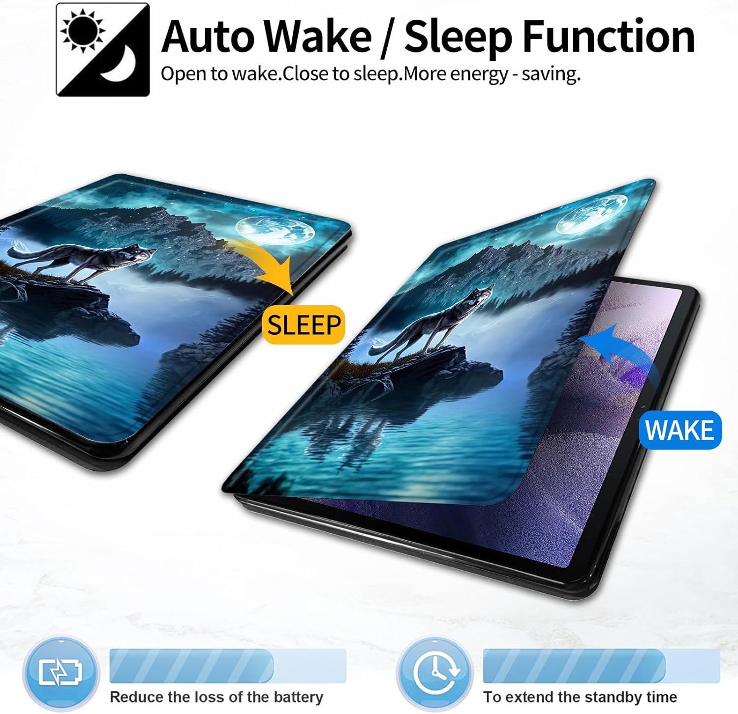 Case for Kindle Paperwhite 12th Gen 2024 (7")& Kindle Colorsoft Signature Edition,PU Leather Slim Standing Smart Cover Case with Auto Sleep/Wake for Kindle Paperwhite 2024-Moonnight Wolf