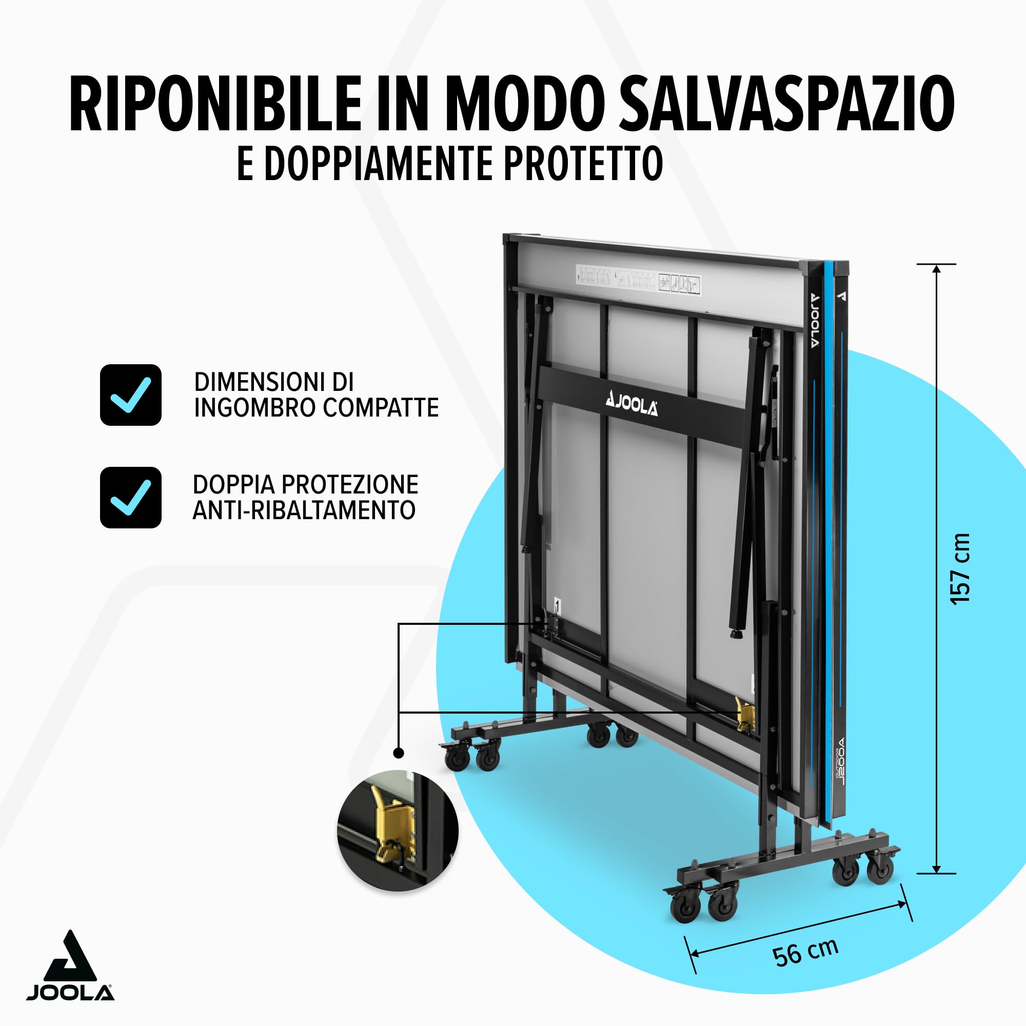 JOOLA Tavolo da ping pong professionale per esterni, 6 mm, superficie composita in alluminio, resistente alle intemperie, pieghevole, con rete inclusa