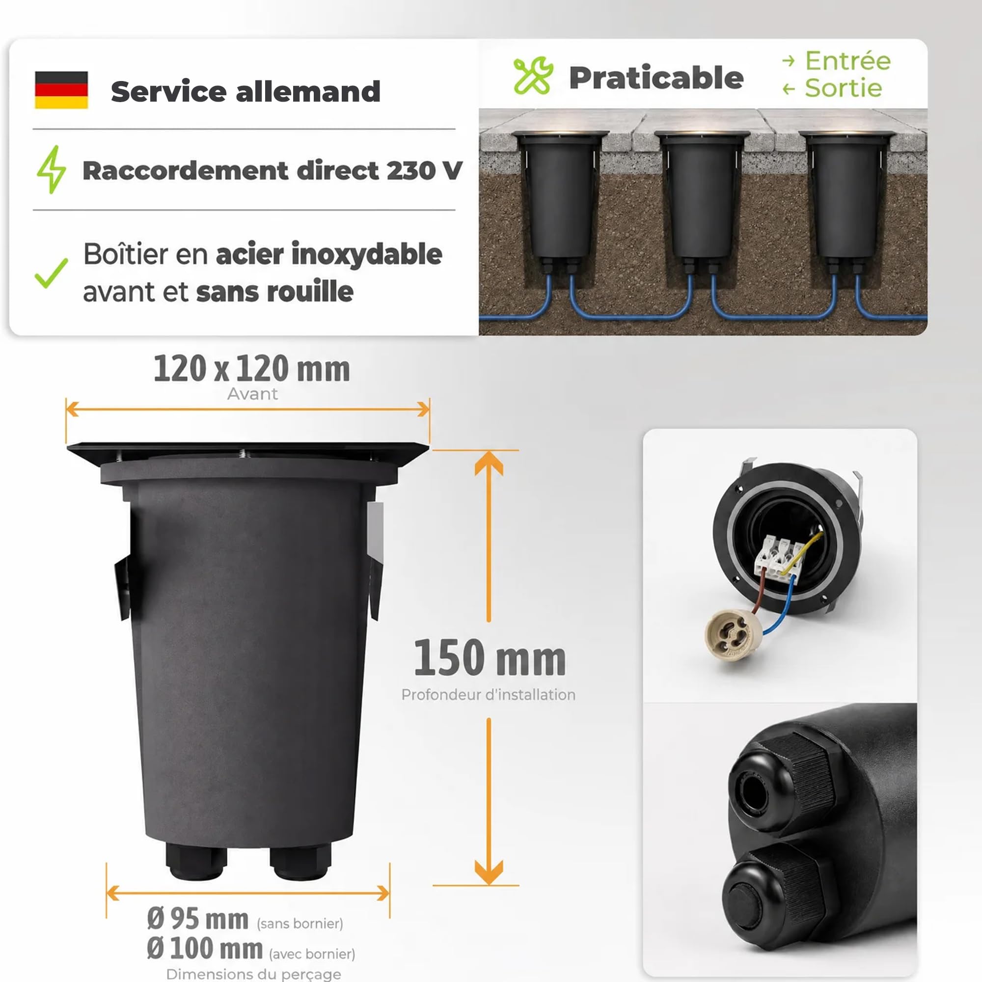 SSC-LUXon JUAVI spot encastrable rond extérieur IP67 orientable