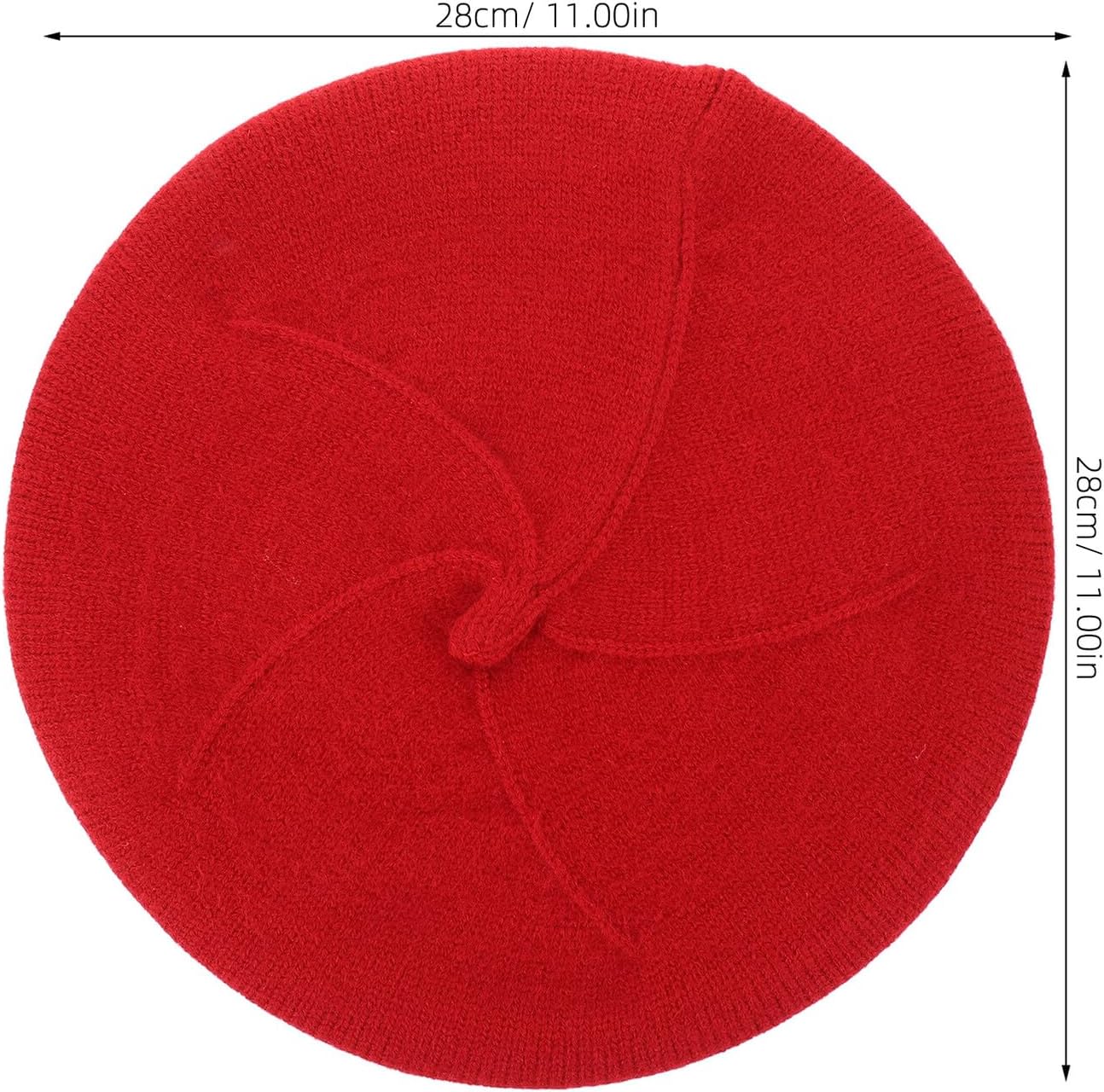 Amosfun Knitted French Beret Hat for Women, Vintage Classic Crimson Autumnal Winter Cap, Artistic Painter Style Cozy Ladies Hat