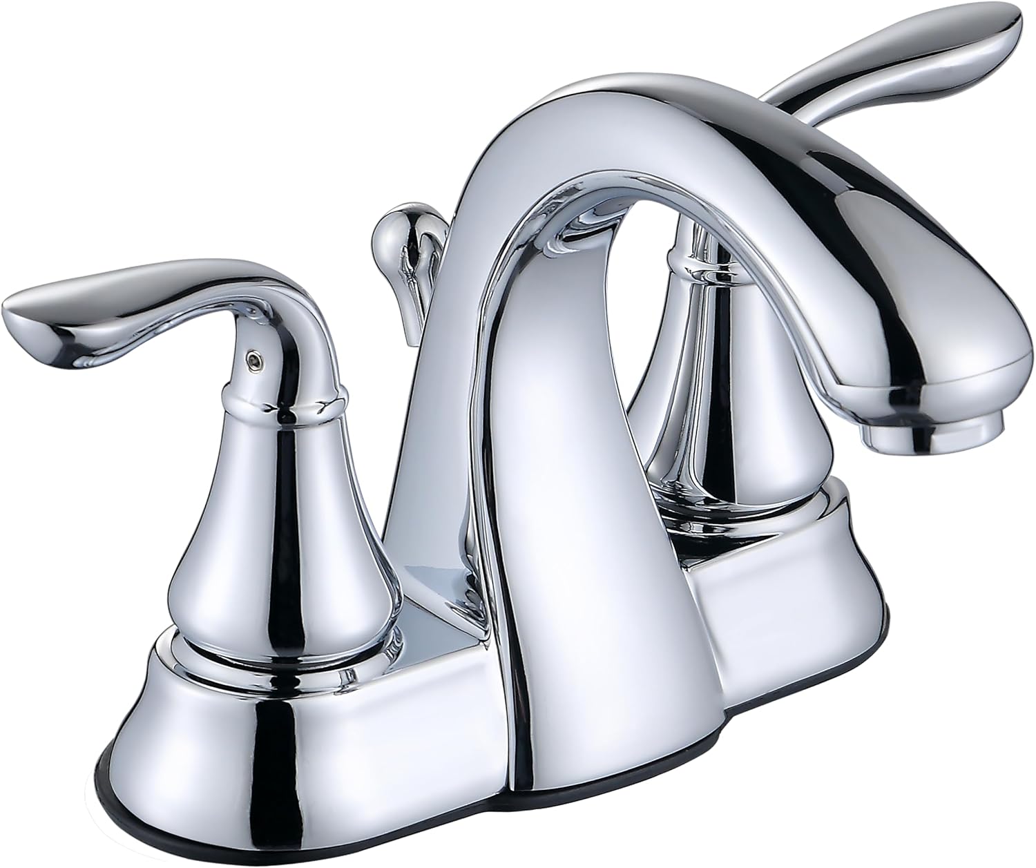 Matte Black Bathroom Faucet 4 Inch Two Handle Bathroom Sink Fucet with Drain Assembly, Lavatory Faucet for 3 Hole Installation, FL-0288-MT