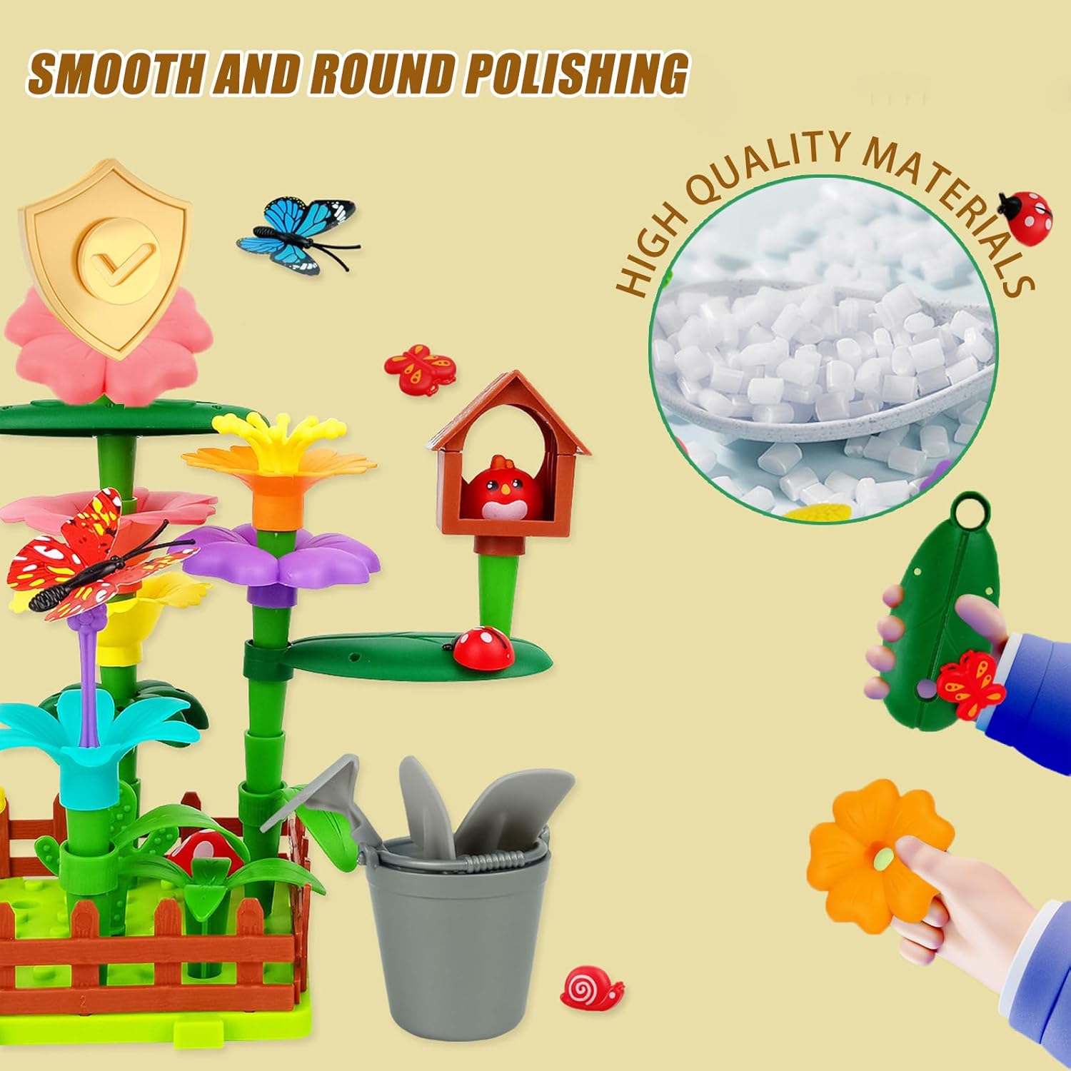 Winbar 124 PCS Garden Building Toy, DIY Building Block for Children Aged 3, 4, 5, 6. Flower Block for Children's Garden Scenes Suitable Education and Birthday Gifts Preschool Children