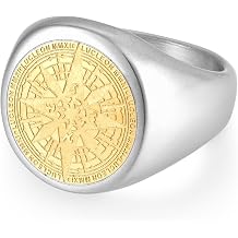 Compass Ring for Men Stainless Steel North Star Signet Ring Size 7-12