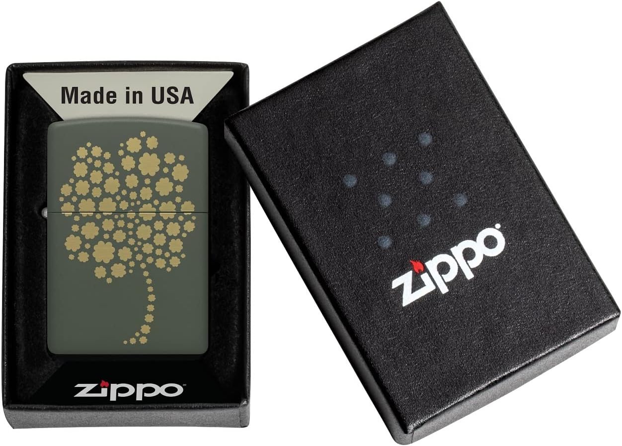 Zippo Pro-Cut ZIP-48501 2022N Price Fighter 221 Four Leaf Clover Design Lighter Green Matte
