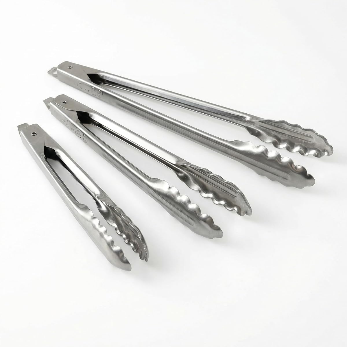 EDLUND 3-Pack Tong Set – Commercial Grade Stainless Steel Tongs (7", 9", 12"), Heavy Duty Grip, Locking Mechanism, Made in USA