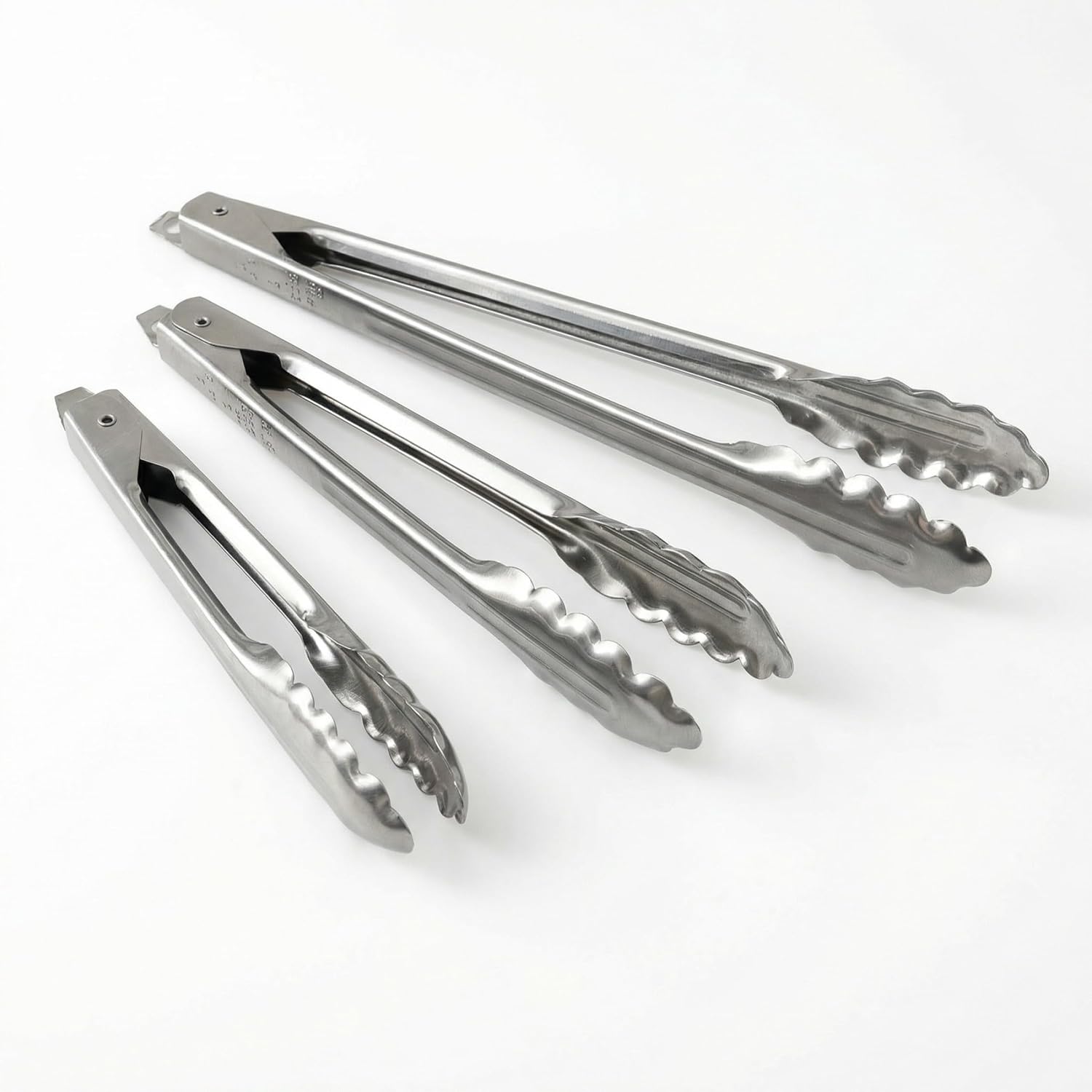 EDLUND 3-Pack Tong Set – Commercial Grade Stainless Steel Tongs (7", 9", 12"), Heavy Duty Grip, Locking Mechanism, Made in USA