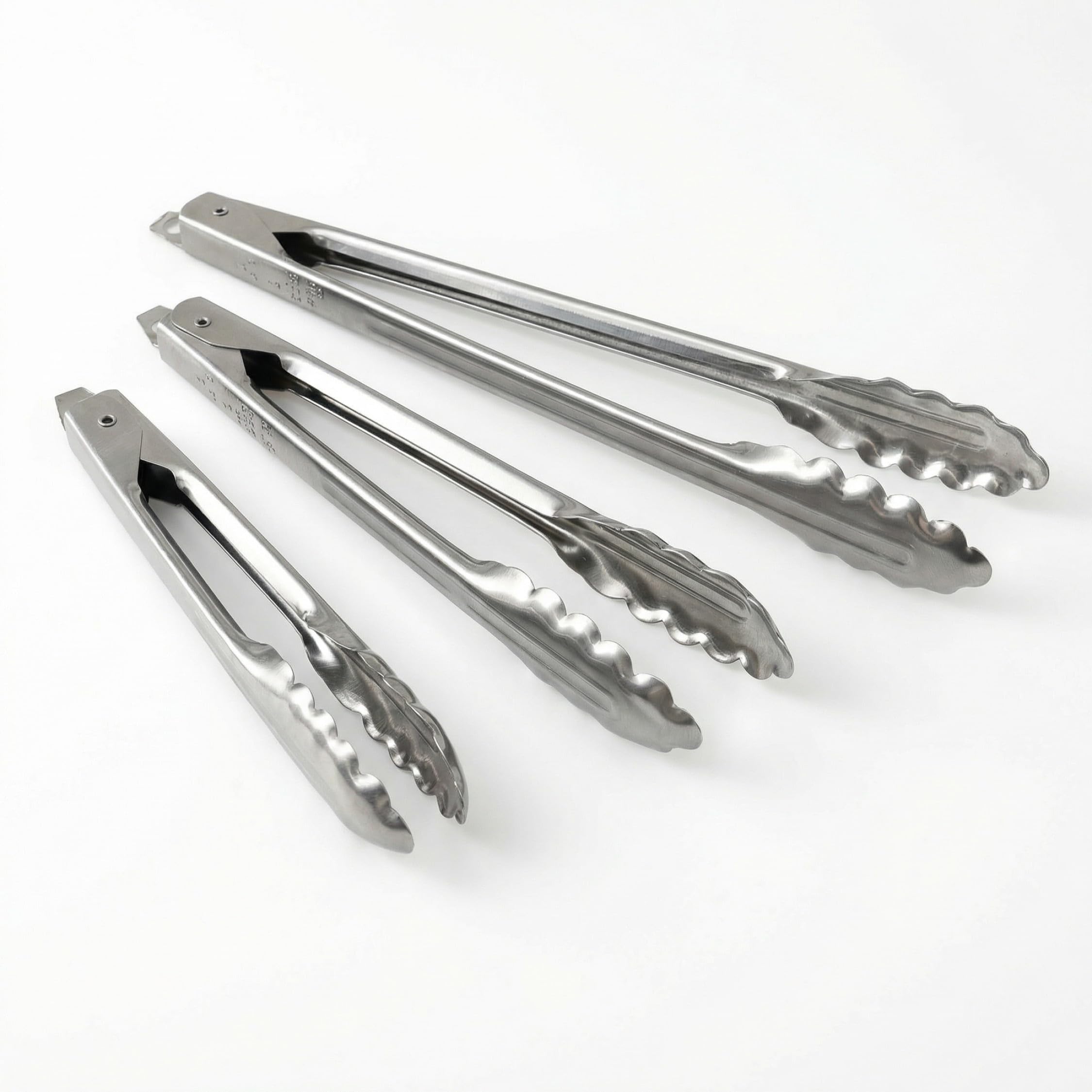 EDLUND 3-Pack Tong Set (7", 9", 12") – Commercial Grade Stainless Steel Tongs, Heavy Duty Grip, Locking Mechanism, Made in USA