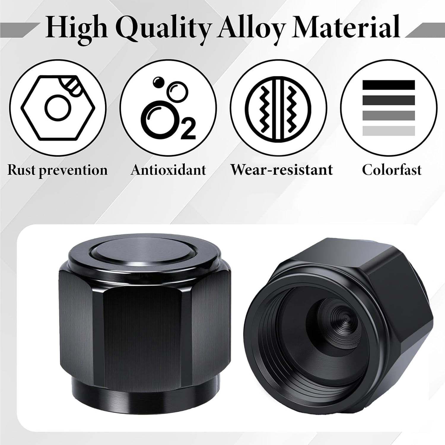 2PCS 12AN Flare Caps, Flare Cap Block off Fitting Plug, Aluminum Alloy Female Cap Port Fitting Nut Adapter, Car Accessories for Fuel Oil Line, Swivel Hex Head Port Adapter Nut