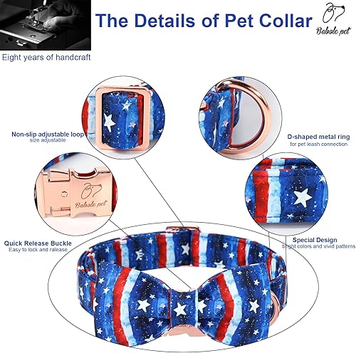 Miniatura 254 de Collar de perro con bandera estadounidense con pajarita, collar patriótico para perros pequeños, medianos y grandes, talla XS