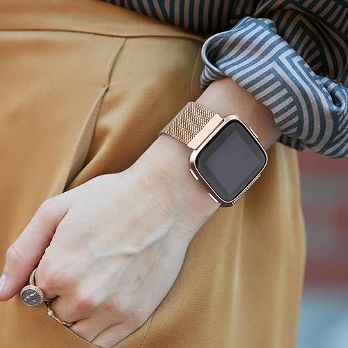 Miniatura 3 de Meliya Correa de metal compatible con Fitbit Versa 2 correas de reloj para mujeres y hombres, correa magnética ajustable de malla de acero
